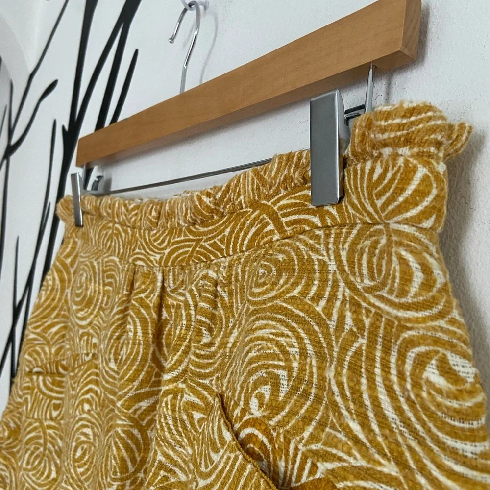 Anthropologie Elevenses ruffled waist flower print lined pencil skirt